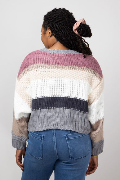 Simply Southern Striped Cropped Sweater for Women in Plum