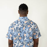 Simply Southern Tropical Button Down Shirt for Men in Navy Blue