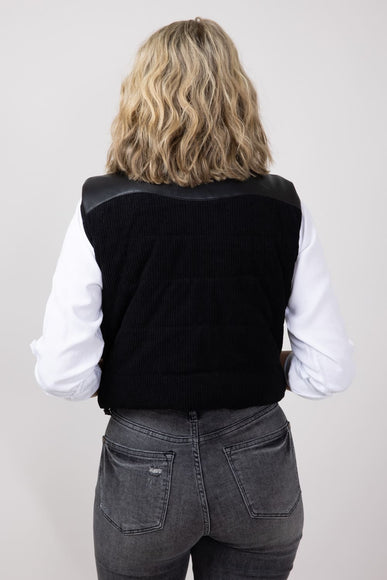 Simply Southern Corduroy Cropped Zippered Vest for Women in Black 