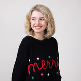 Simply Southern Knit Merry Sweater for Women in Black