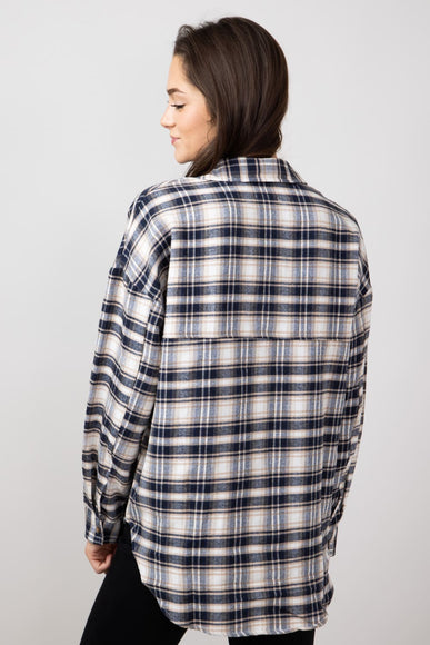 Simply Southern Plaid Button Up Shirt for Women in Navy