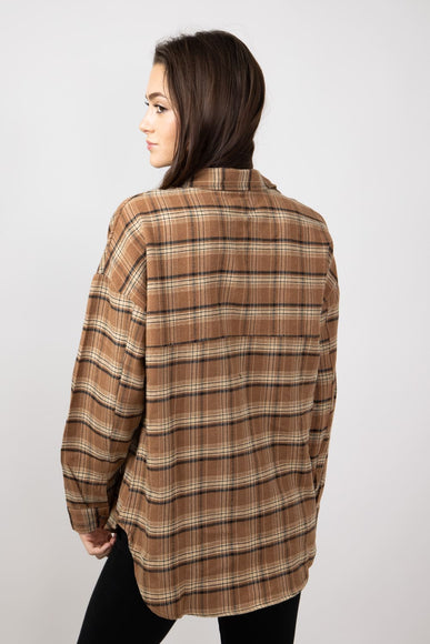 Simply Southern Plaid Button Up Shirt for Women in Tan