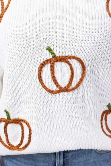 Simply Southern Knit Pumpkins Sweater for Women in Cream