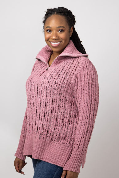 Simply Southern So Soft Quarter Zip Sweater for Women in Plum