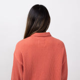 Simply Southern Solid Waffle Knit Shacket for Women in Rust