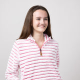 Simply Southern Youth Luxe Quarter Zip Front Pullover for Girls in Candy