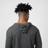 Slub Pullover Hoodie for Men in Charcoal