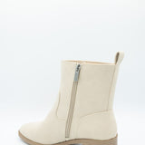 Soda Beaver Block Heel Booties for Women in Beige