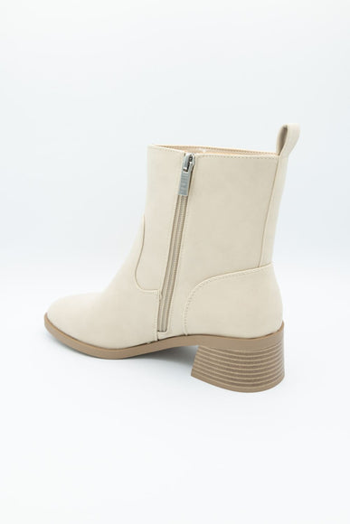 Soda Beaver Block Heel Booties for Women in Beige