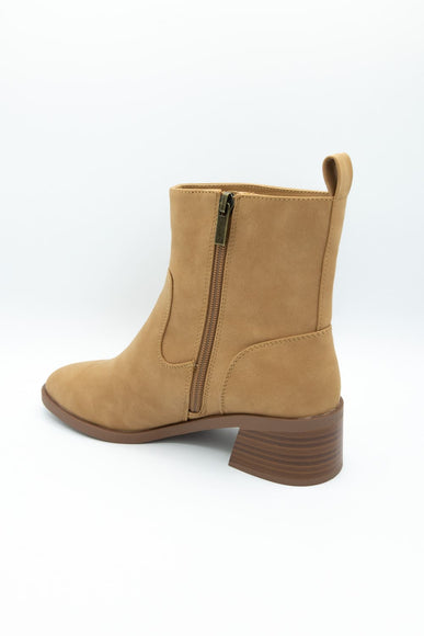 Soda Beaver Block Heel Booties for Women in Coffee