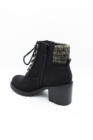 Soda Henry Knit Ankle Lace Up Booties for Women in Black