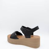 Soda Dorina Buckle Platform Sandals for Women in Black