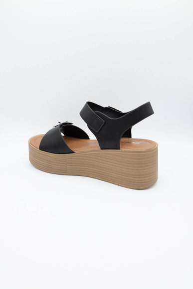 Soda Dorina Buckle Platform Sandals for Women in Black