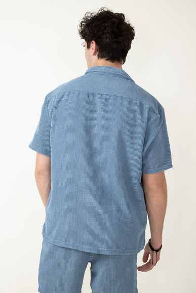 Corduroy Button Up Shirt for Men in Sky Blue