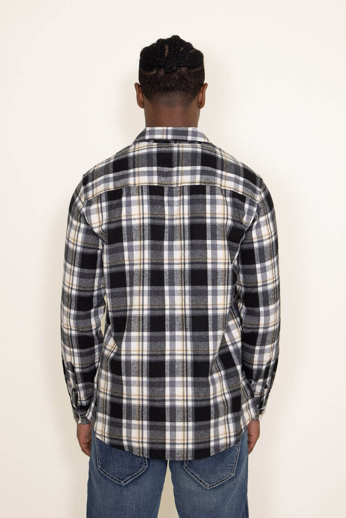 Plaid Flannel Shirt for Men in Black | TJ8281-GL-BLACK – Glik's