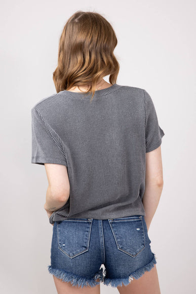 Urban Ribbed Knit Top for Women in Charcoal