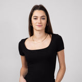 Seamless Double Layer Knit T-Shirt for Women in Black