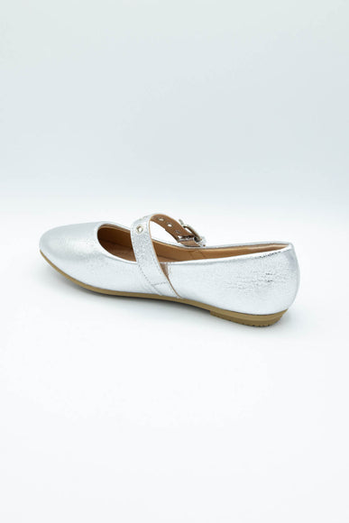 Top Moda Buckle Flats for Women in Silver