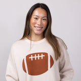 Football Graphic Sweater for Women in Cream