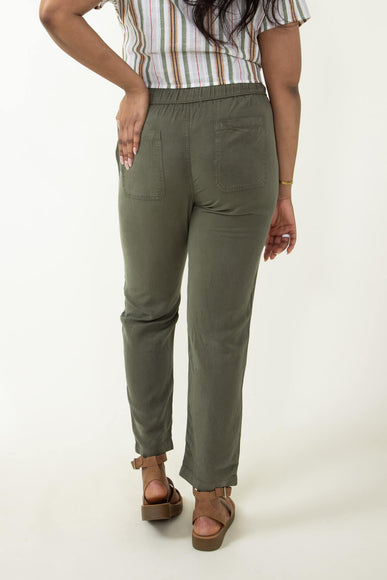 Tencel Drawstring Pants for Women in Dark Olive