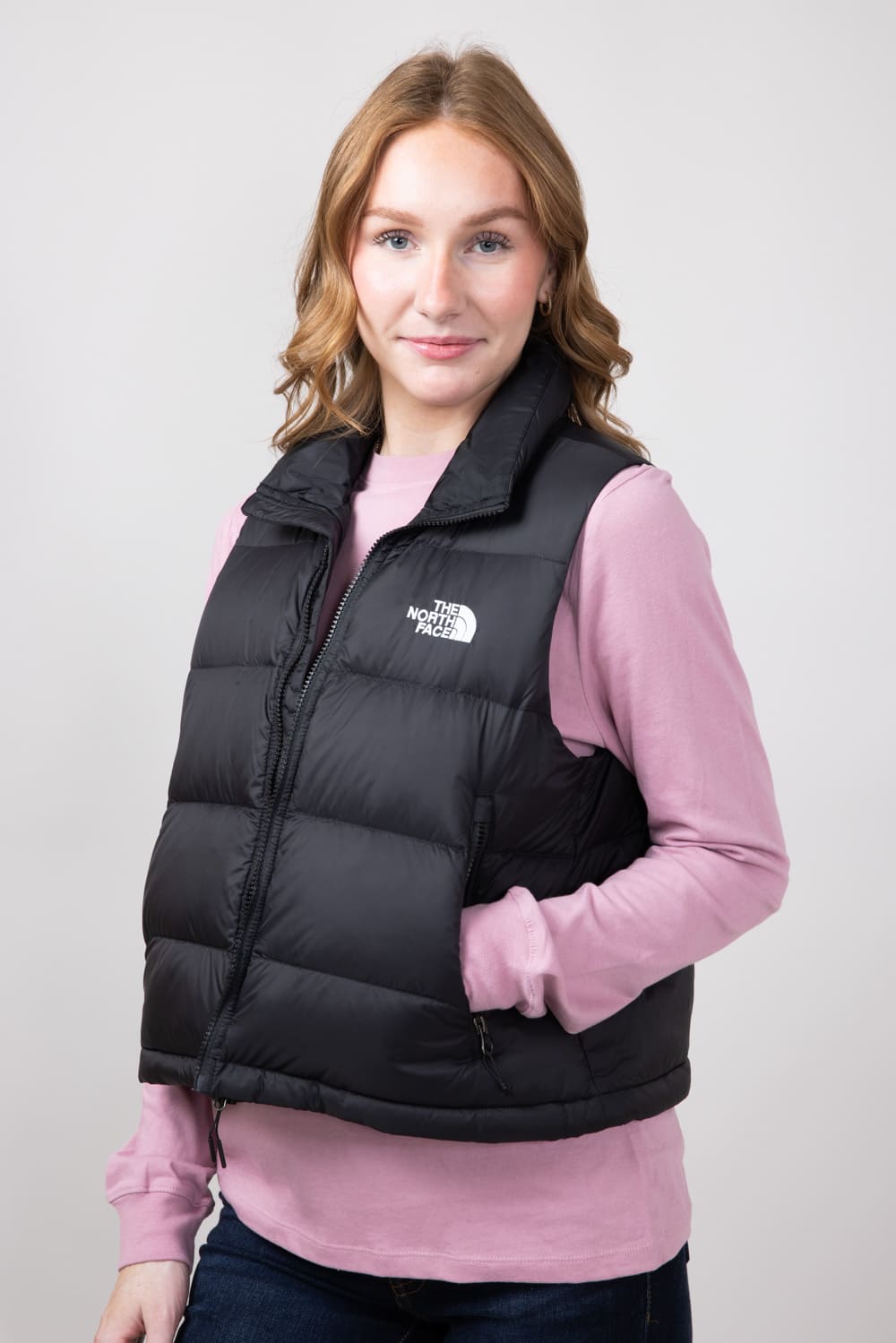 North face black vest best sale