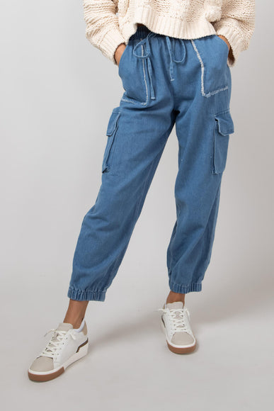 Denim Cargo Joggers for Women in Indigo