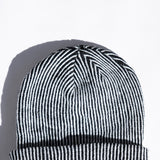 Vertical Stripe Knit Beanie for Women in Black/White