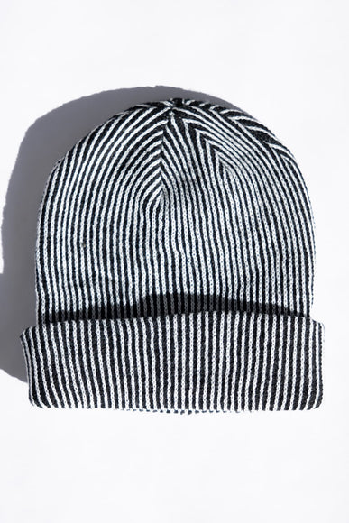 Vertical Stripe Knit Beanie for Women in Black/White