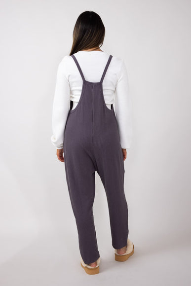 Wave Ribbed Onesie Jumpsuit for Women in Eggplant