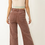 Washed Marine Straight Wide Jeans for Women in Rust