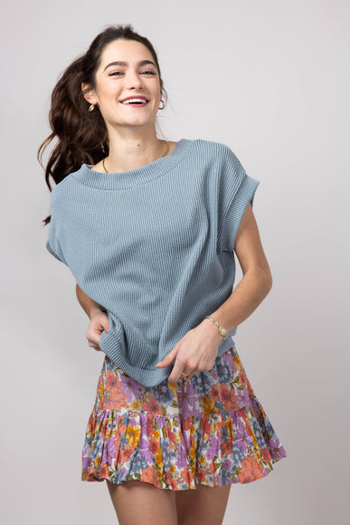 Urban Ribbed Knit Top for Women in Seafoam