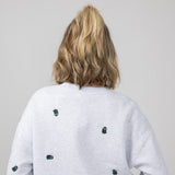 1897 Active Ghost Embroidery Sweatshirt for Women in Ice Grey