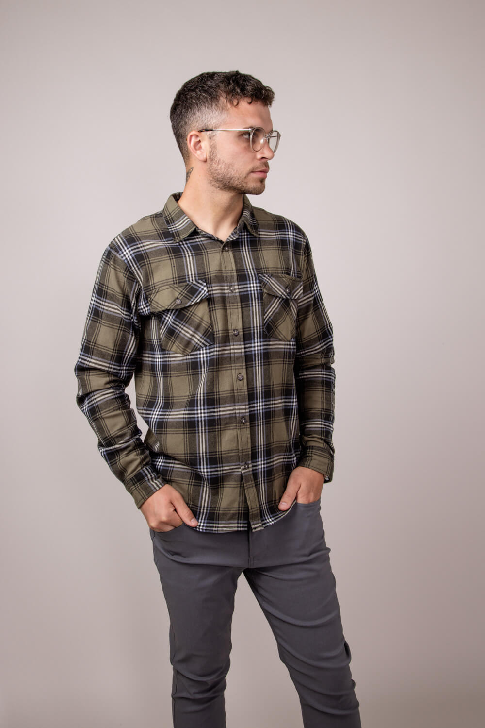 1897 Original Plaid Flannel Shirt for Men in Olive | 6PW5643M-OLIVE – Glik's