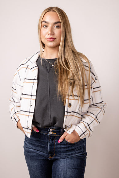 Cropped Plaid Shacket for Women in Open Window