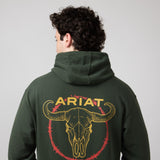 Ariat Barbwire Skull Logo Hoodie for Men in Dark Green