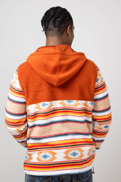 Aztec Color Block Hooded Pullover for Men in Picante Sand