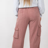 Cargo Drawstring Pants for Women in Marsala