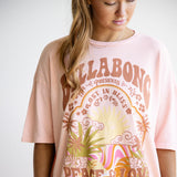 Billabong Peace and Love Oversized Graphic T-Shirt for Women in Peachy