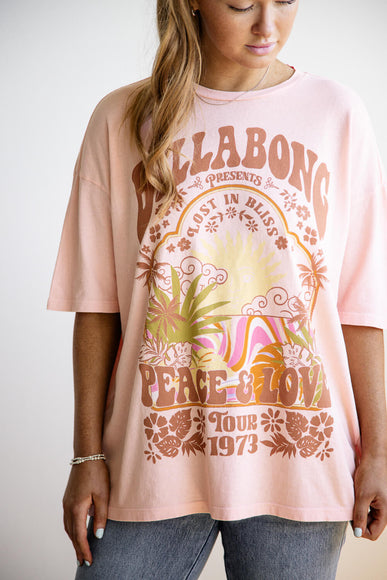 Billabong Peace and Love Oversized Graphic T-Shirt for Women in Peachy