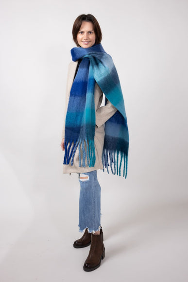 Blanket Scarf for Women in Blue