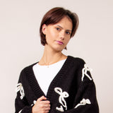 Bow Cardigan for Women in Black