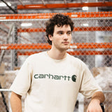 Carhartt Loose Fit Heavyweight Logo Graphic T-Shirt for Men in Oat Mlik