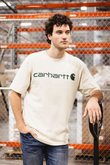 Carhartt Loose Fit Heavyweight Logo Graphic T-Shirt for Men in Oat Mlik