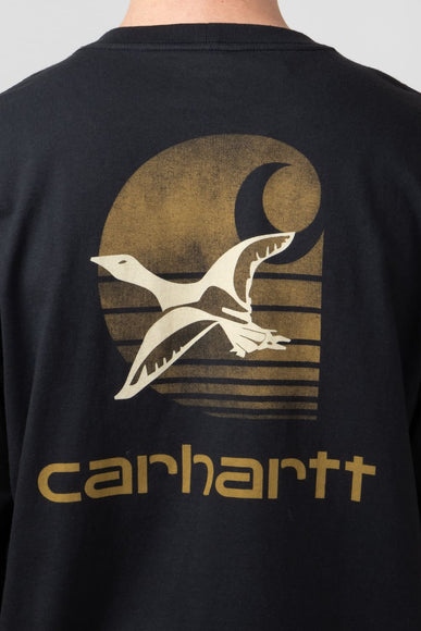 Carhartt Duck Graphic Heavyweight Pocket Long Sleeve T-Shirt for Men in Black