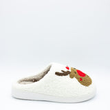 MIA Christmas Reindeer Slippers for Women in Cream