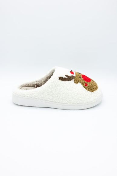 MIA Christmas Reindeer Slippers for Women in Cream