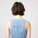 Denim V-Neck Button Down Vest for Women