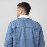 Denim Sherpa Lined Trucker Jacket for Men