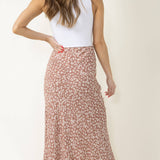 Ditsy Floral Midi Skirt for Women in Brown