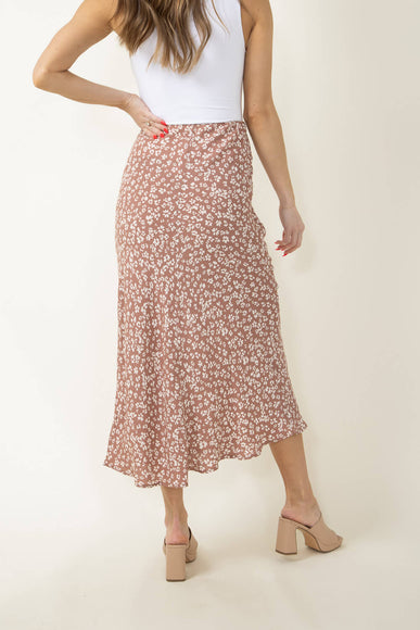 Ditsy Floral Midi Skirt for Women in Brown